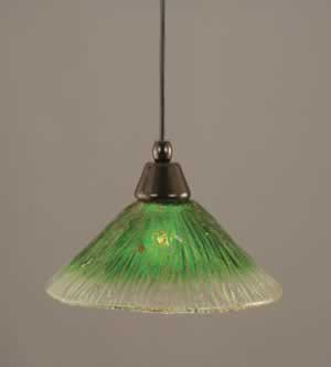 Cord Mini Pendant Shown In Black Copper Finish With 10" Kiwi Green Crystal Glass