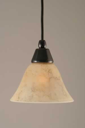 Cord Mini Pendant Shown In Black Copper Finish With 7" Italian Marble Glass