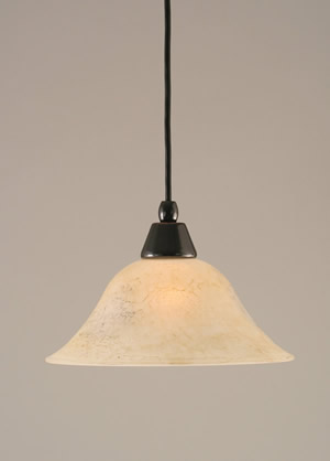 Cord Mini Pendant Shown In Black Copper Finish With 10" Italian Marble Glass