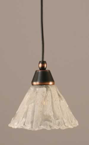 Cord Mini Pendant Shown In Black Copper Finish With 7" Italian Ice Glass