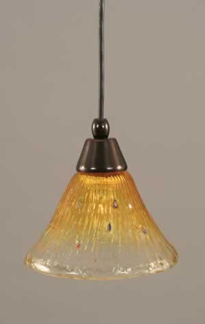 Cord Mini Pendant Shown In Black Copper Finish With 7" Gold Champagne Crystal Glass