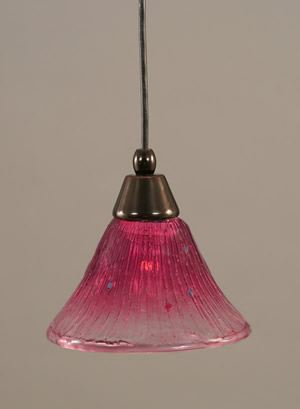 Cord Mini Pendant Shown In Black Copper Finish With 7" Wine Crystal Glass