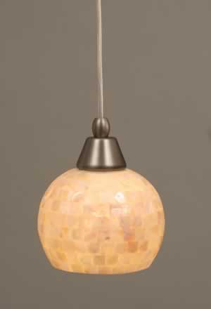 Cord Mini Pendant Shown In Brushed Nickel Finish With 6" Seashell Glass