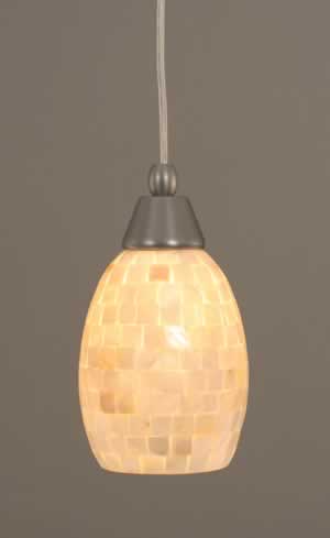 Cord Mini Pendant Shown In Brushed Nickel Finish With 5" Seashell Glass
