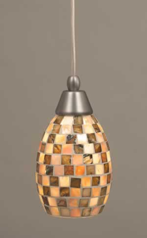 Cord Mini Pendant Shown In Brushed Nickel Finish With 5" Seashell Glass