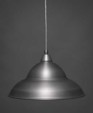 Cord Mini Pendant Shown In Brushed Nickel Finish With 16” Brushed Nickel Double Bubble Metal Shade