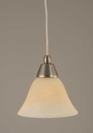 Cord Mini Pendant Shown In Brushed Nickel Finish With 7" Amber Marble Glass