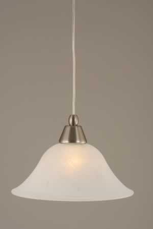 Cord Mini Pendant Shown In Brushed Nickel Finish With 10" White Marble Glass