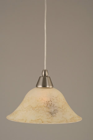 Cord Mini Pendant Shown In Brushed Nickel Finish With 10" Italian Marble Glass