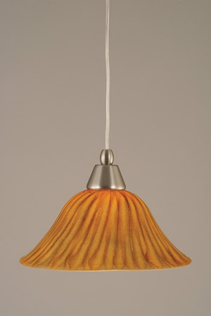 Cord Mini Pendant Shown In Brushed Nickel Finish With 10" Tiger Glass