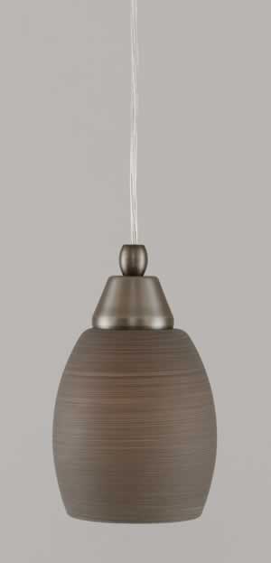 Cord Mini Pendant Shown In Brushed Nickel Finish With 5" Gray Linen Glass
