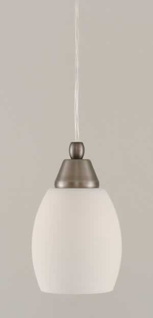 Cord Mini Pendant Shown In Brushed Nickel Finish With 5" White Linen Glass