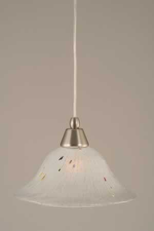 Cord Mini Pendant Shown In Brushed Nickel Finish With 10" Frosted Crystal Glass