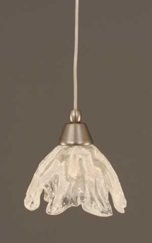 Cord Mini Pendant Shown In Brushed Nickel Finish With 7" Italian Ice Glass