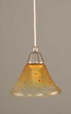 Cord Mini Pendant Shown In Brushed Nickel Finish With 7" Gold Champagne Crystal Glass