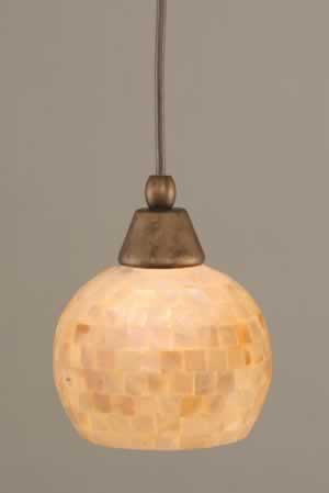 Cord Mini Pendant Shown In Bronze Finish With 6" Seashell Glass