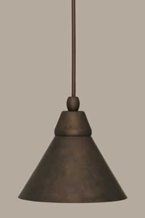 Cord Mini Pendant Shown In Bronze Finish With 7” Bronze Cone Metal Shade