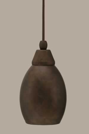 Cord Mini Pendant Shown In Bronze Finish With 5” Bronze Oval Metal Shade