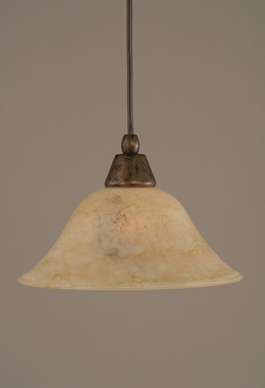 Cord Mini Pendant Shown In Bronze Finish With 10" Italian Marble Glass