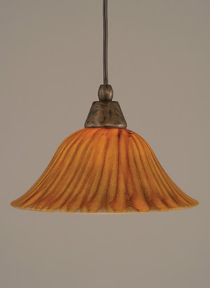 Cord Mini Pendant Shown In Bronze Finish With 10" Tiger Glass