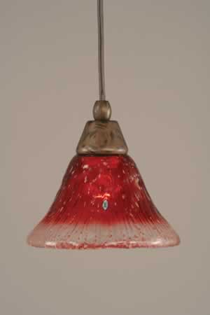 Cord Mini Pendant Shown In Bronze Finish With 7" Raspberry Crystal Glass