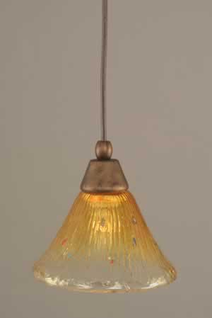 Cord Mini Pendant Shown In Bronze Finish With 7" Gold Champagne Crystal Glass