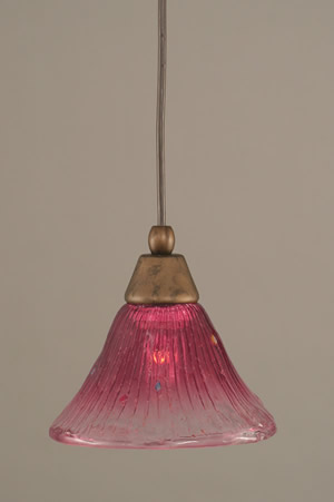 Cord Mini Pendant Shown In Bronze Finish With 7" Wine Crystal Glass