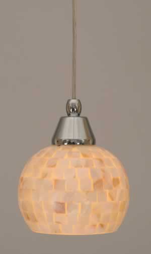 Cord Mini Pendant Shown In Chrome Finish With 6" Seashell Glass