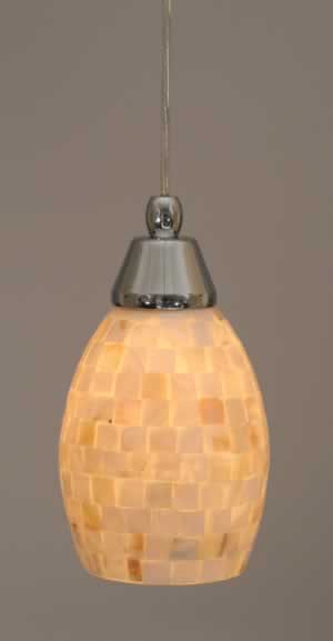 Cord Mini Pendant Shown In Chrome Finish With 5" Seashell Glass