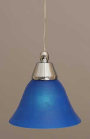 Cord Mini Pendant Shown In Chrome Finish With 7" Blue Italian Glass