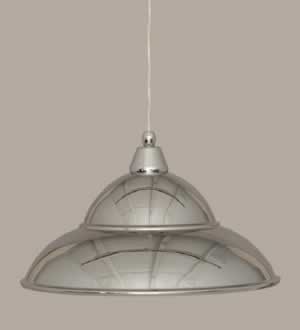 Cord Mini Pendant Shown In Chrome Finish With 16” Chrome Double Bubble Metal Shade