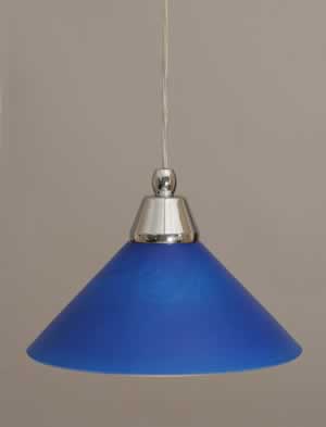 Cord Mini Pendant Shown In Chrome Finish With 10" Blue Italian Glass