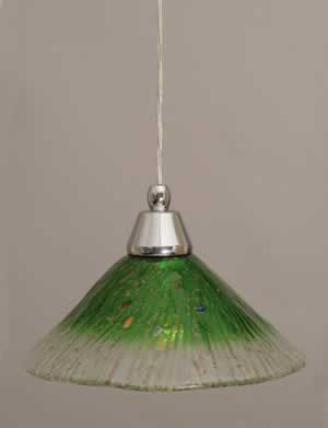 Cord Mini Pendant Shown In Chrome Finish With 10" Kiwi Green Crystal Glass