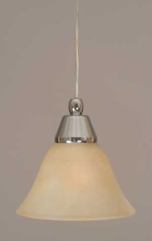 Cord Mini Pendant Shown In Chrome Finish With 7" Amber Marble Glass