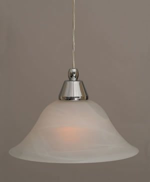 Cord Mini Pendant Shown In Chrome Finish With 10" White Alabaster Glass