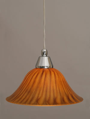 Cord Mini Pendant Shown In Chrome Finish With 10" Tiger Glass