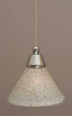 Cord Mini Pendant Shown In Chrome Finish With 7" Gold Ice Glass