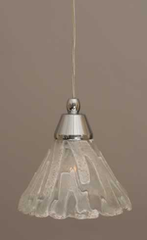 Cord Mini Pendant Shown In Chrome Finish With 7" Italian Ice Glass