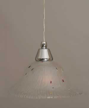 Cord Mini Pendant Shown In Chrome Finish With 10" Frosted Crystal Glass