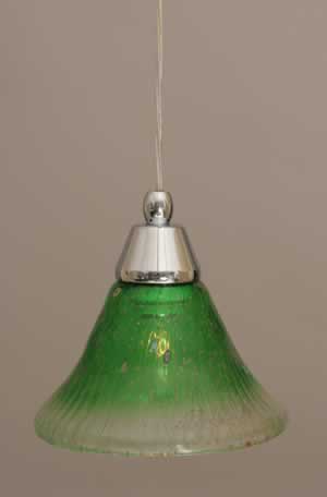 Cord Mini Pendant Shown In Chrome Finish With 7" Kiwi Green Crystal Glass