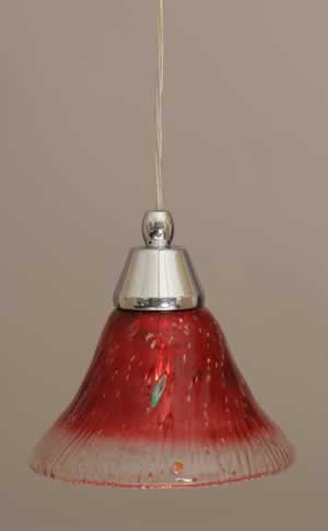 Cord Mini Pendant Shown In Chrome Finish With 7" Raspberry Crystal Glass