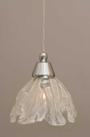 Cord Mini Pendant Shown In Chrome Finish With 7" Italian Ice Glass