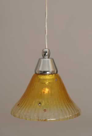Cord Mini Pendant Shown In Chrome Finish With 7" Gold Champagne Crystal Glass