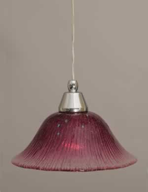 Cord Mini Pendant Shown In Chrome Finish With 10" Wine Crystal Glass