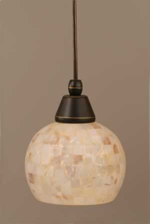 Cord Mini Pendant Shown In Dark Granite Finish With 6" Sea Shell Glass