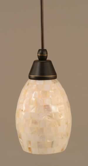 Cord Mini Pendant Shown In Dark Granite Finish With 5" Sea Shell Glass