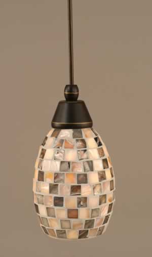 Cord Mini Pendant Shown In Dark Granite Finish With 5" Sea Shell Glass