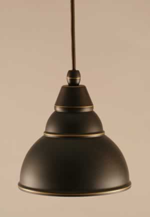 Cord Mini Pendant Shown In Dark Granite Finish With 7" Chrome Metal Shade