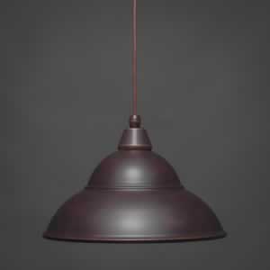 Cord Mini Pendant Shown In Dark Granite Finish With 13” Dark Granite Double Bubble Metal Shade