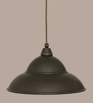 Cord Mini Pendant Shown In Dark Granite Finish With 16” Dark Granite Double Bubble Metal Shade